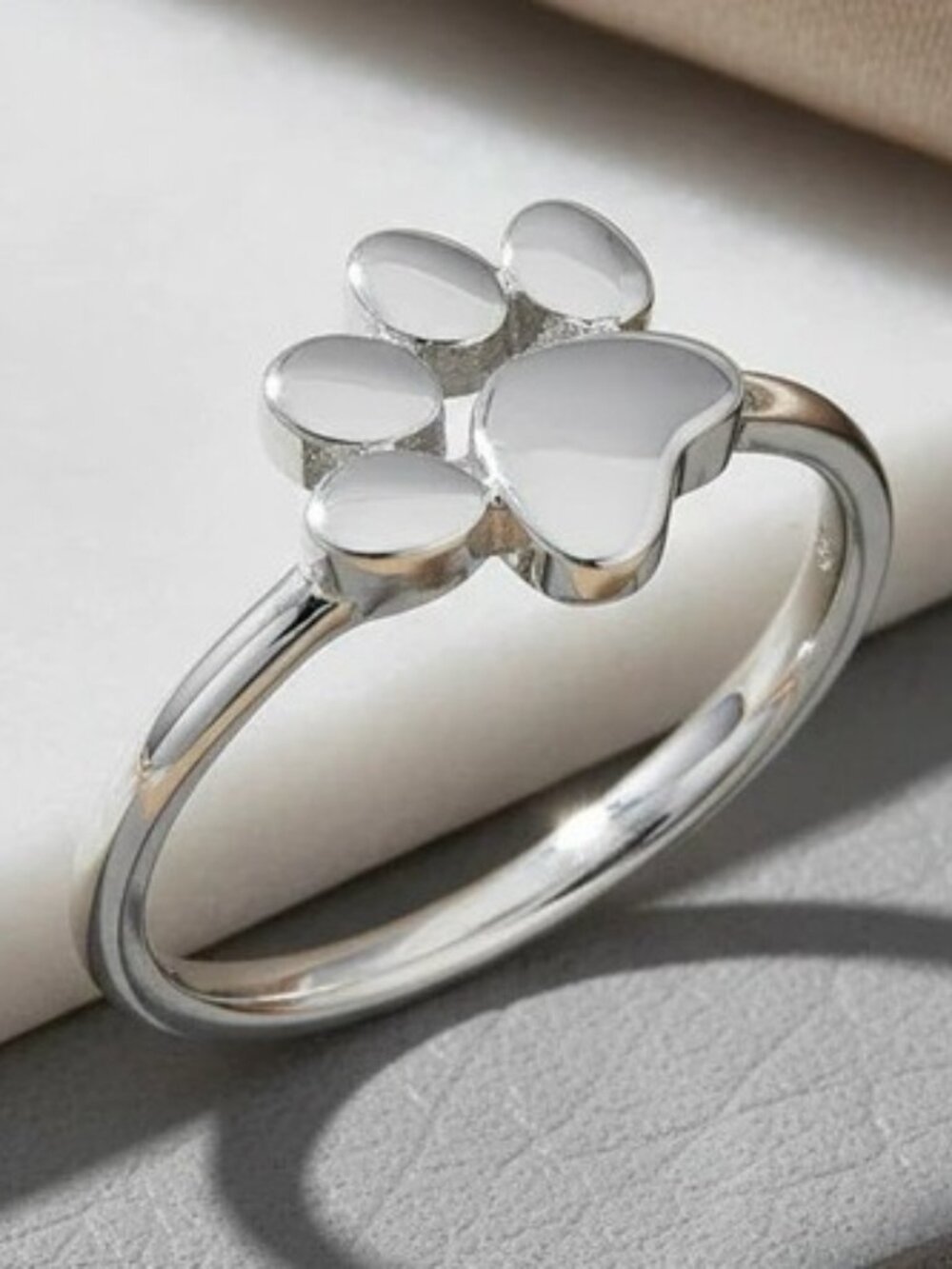 925 STERLING SILVER Adorable Paw Design Ring - Picture 7 of 14